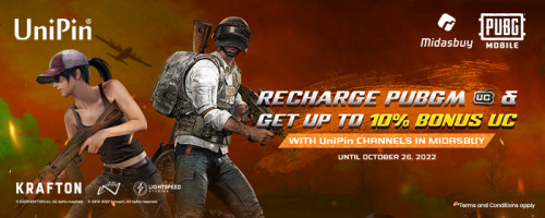 [Midasbuy – PUBGM] 2nd Wave Oktober – Bonus Hingga 10% Unknown Cash!